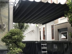 Lắp đặt mái hiên di động, mái che bạt xếp tại Hà Nội